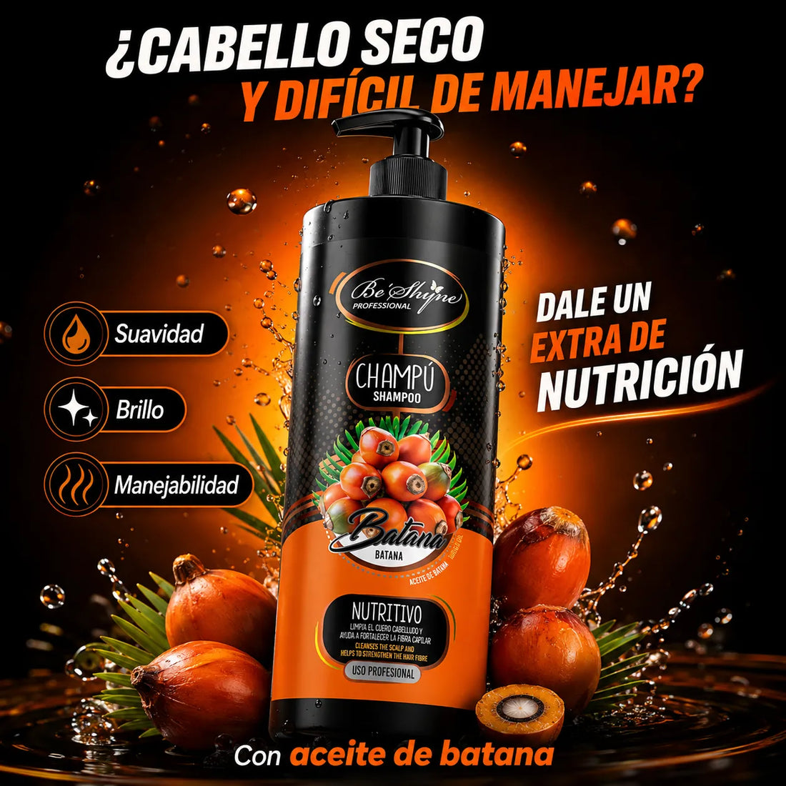 Be'Shyne – Champú Nutritivo para Cabello Seco y Dañado 1000ml