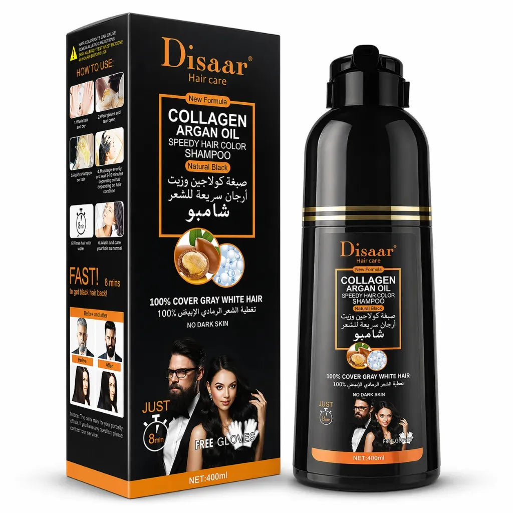 DISAAR – Champú cubre canas negro natural 400 ml