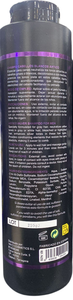 Ártico Men® – Champú matizador para cabello rubio y blanco 500 g