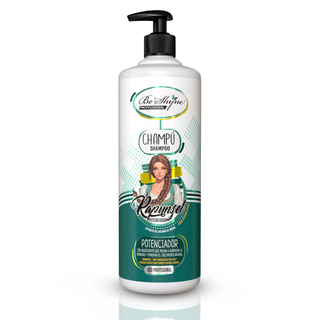 Be´Shyne® – Champú Rapunzel Potenciador con Biotina y Castaño de Indias para Cabello Frágil 1000ml/500ml