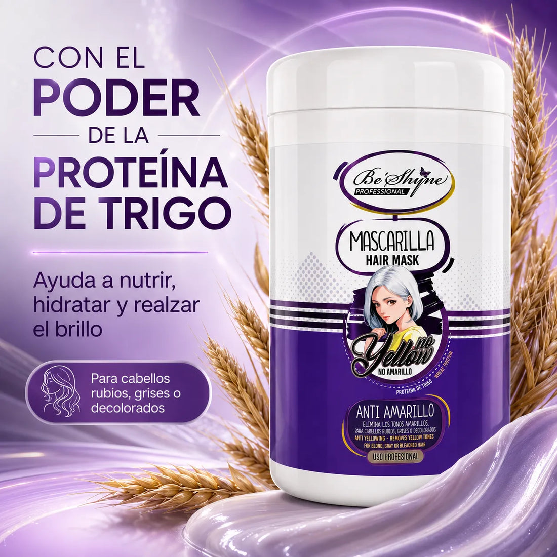 Be´Shyne® – Mascarilla Antiamarillo con Proteína de Trigo para Cabello Rubio 1kg