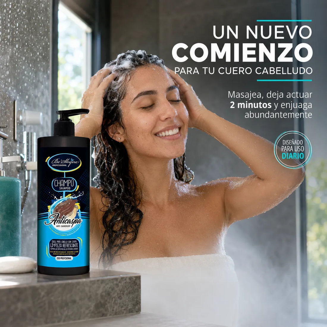 Be´Shyne® – Champú Anticaspa con Piroctona Olamina para Uso Diario 1000ml