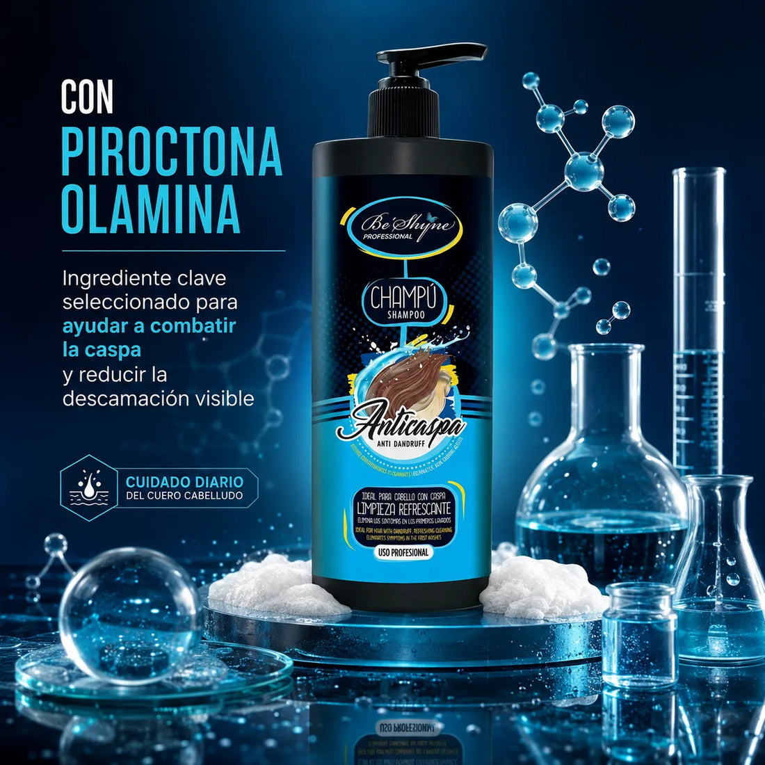 Be´Shyne® – Champú Anticaspa con Piroctona Olamina para Uso Diario 1000ml