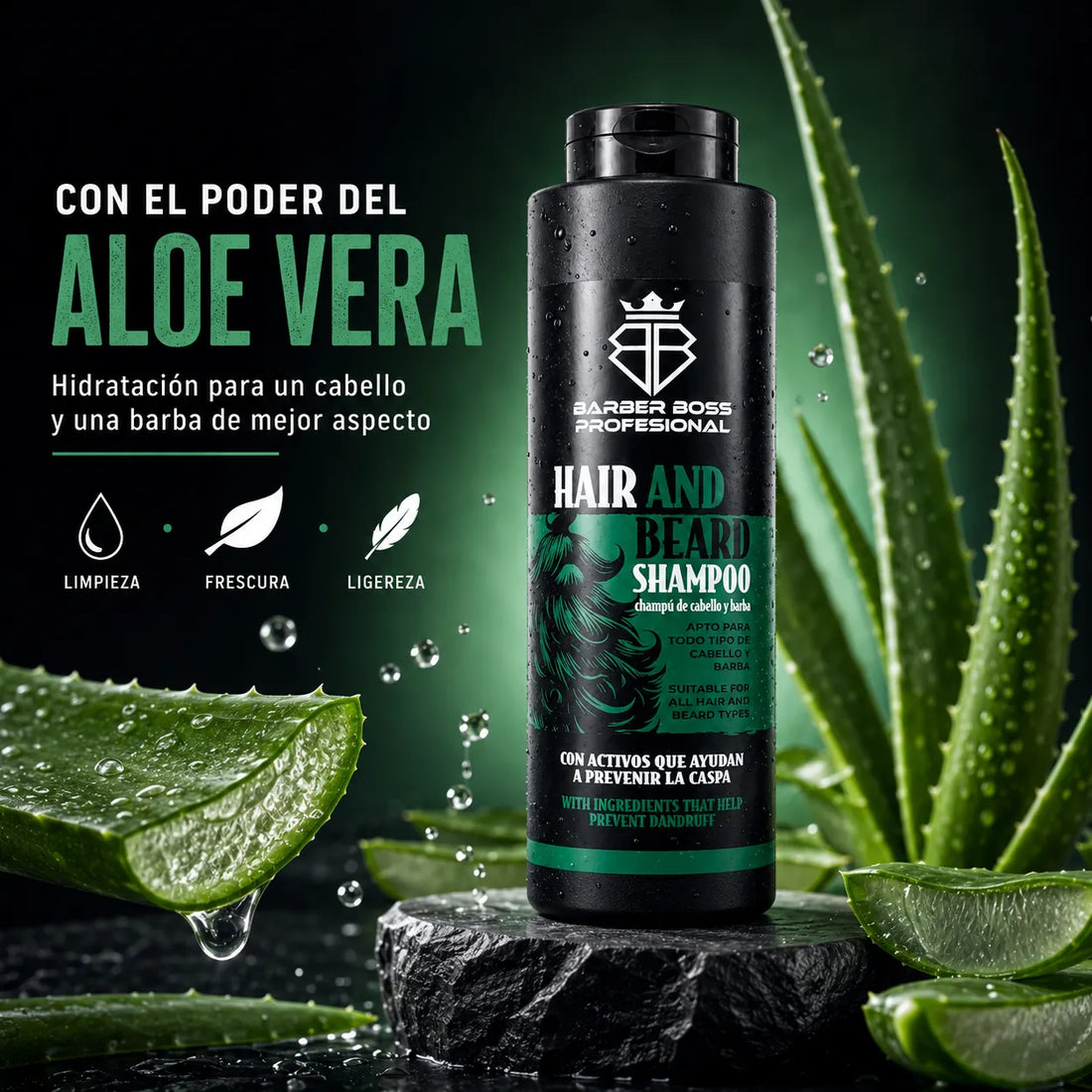 Barber Boss – Champú para Cabello y Barba con Frescor y Ligereza 500ml