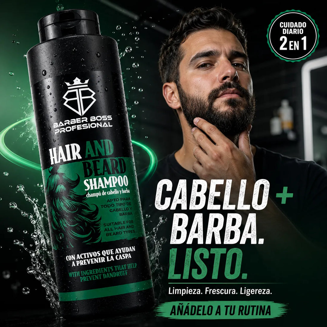 Barber Boss – Champú para Cabello y Barba con Frescor y Ligereza 500ml