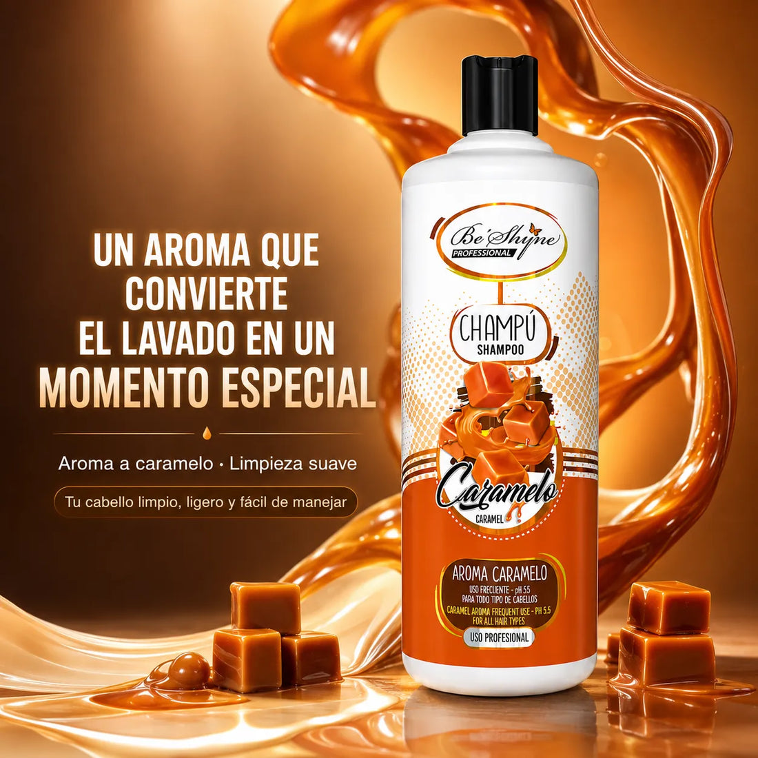 Be'Shyne – Champô Neutro Caramelo para Todo o Tipo de Cabelos 1000 ml