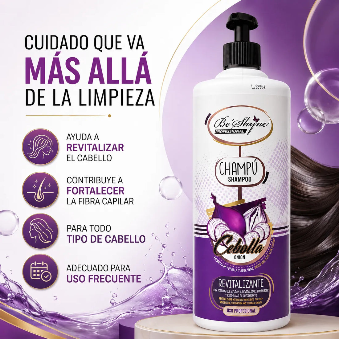 Be´Shyne® – Champú Revitalizante de Cebolla para Todo Tipo de Cabello 1000ml