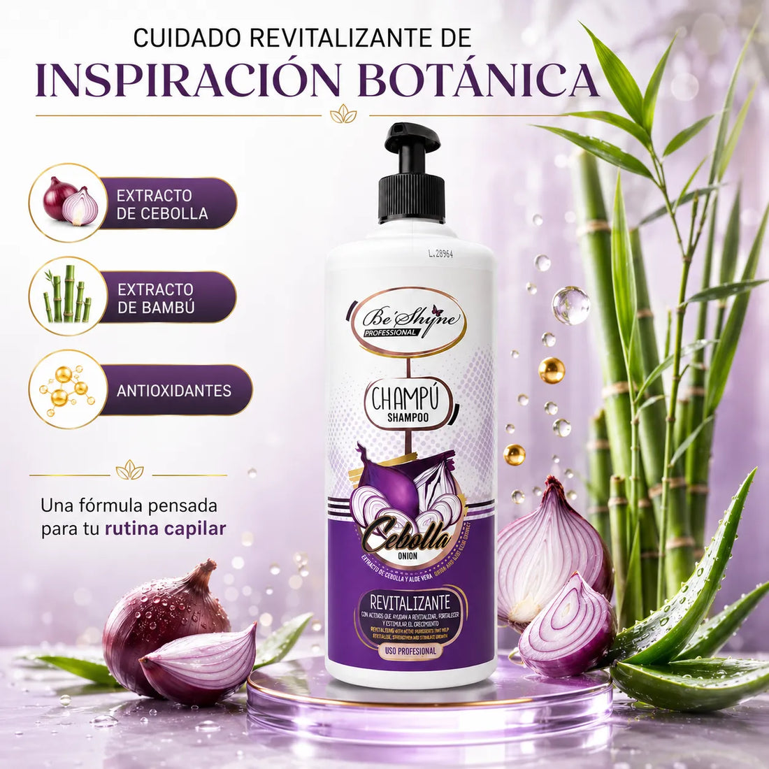 Be´Shyne® – Champú Revitalizante de Cebolla para Todo Tipo de Cabello 1000ml