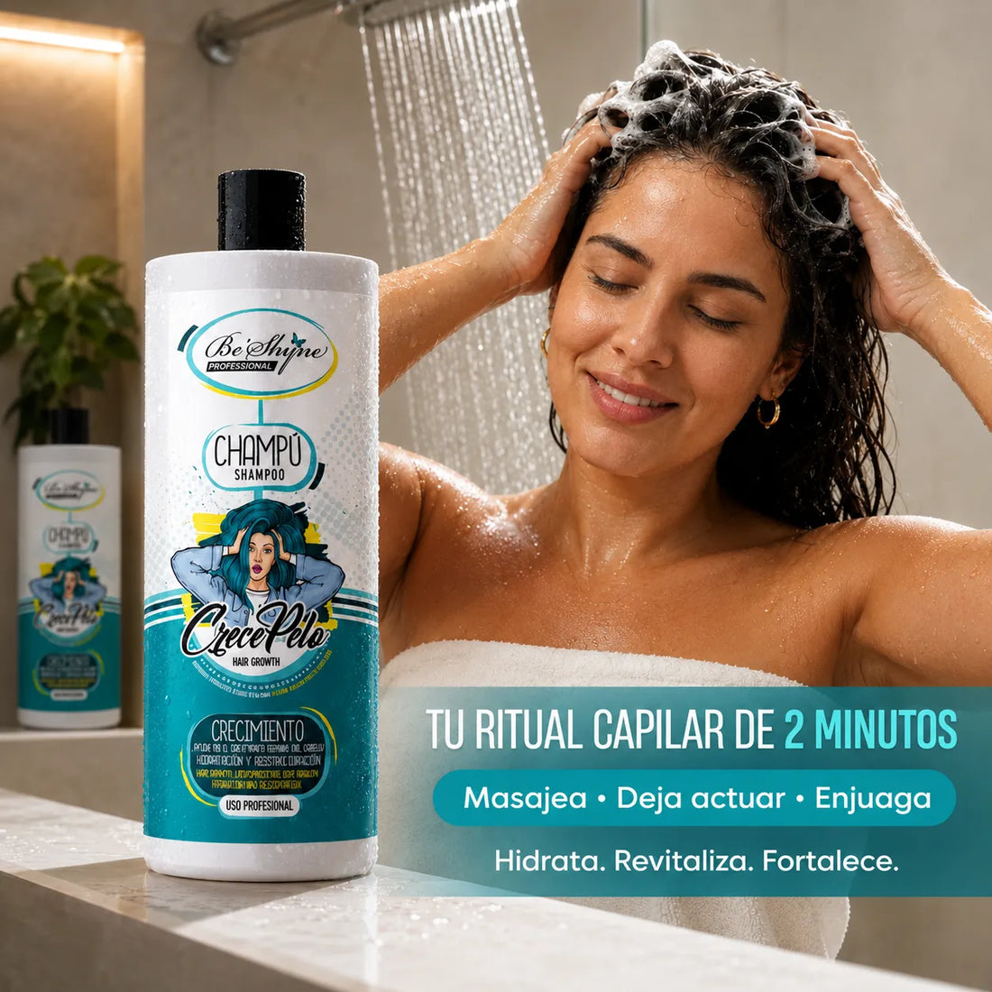 Be´Shyne – Champú Crece Pelo con Biotina para Todo Tipo de Cabello 1000ml
