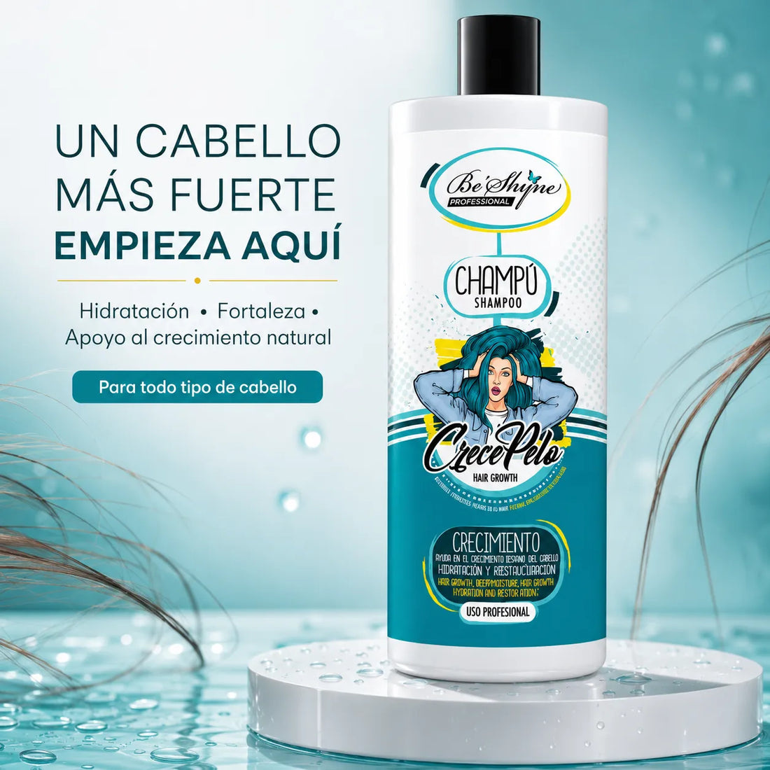 Be´Shyne – Champú Crece Pelo con Biotina para Todo Tipo de Cabello 1000ml