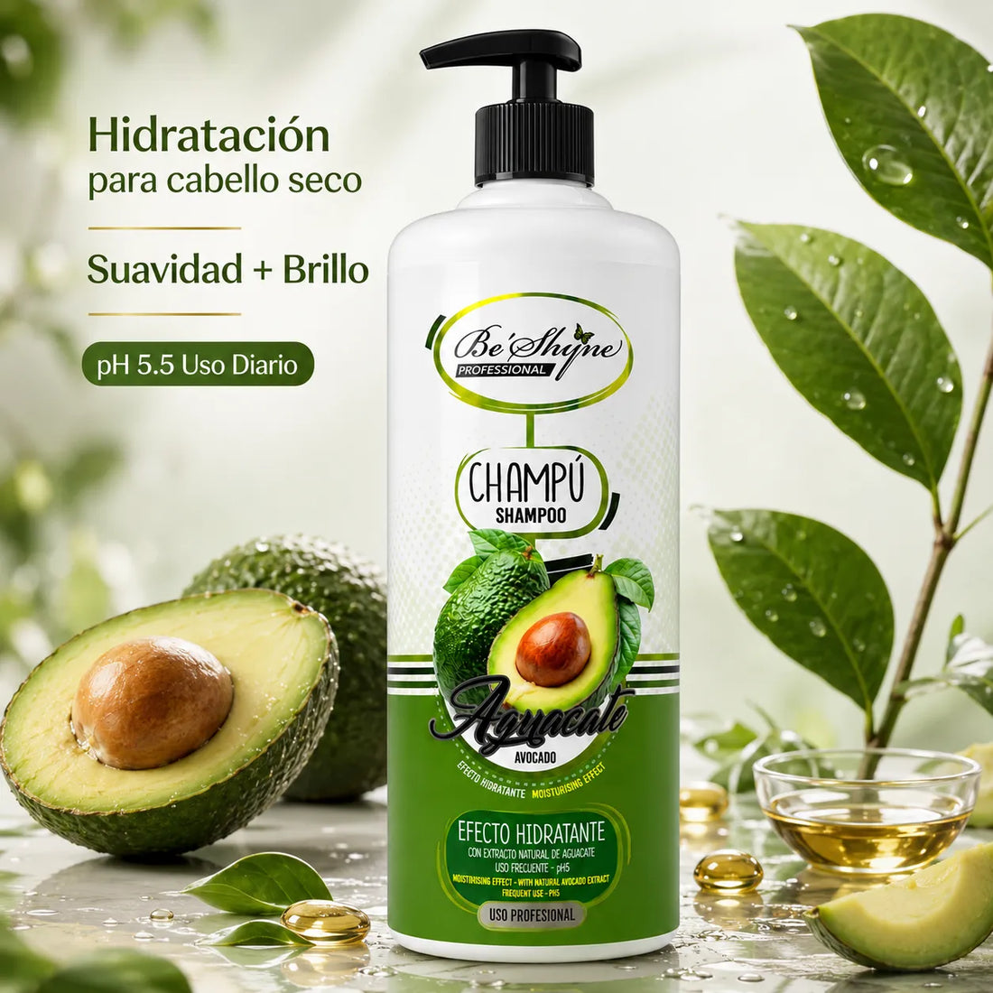 Be´Shyne® – Champú Hidratante de Aguacate para Cabello Seco y Frágil 1000ml