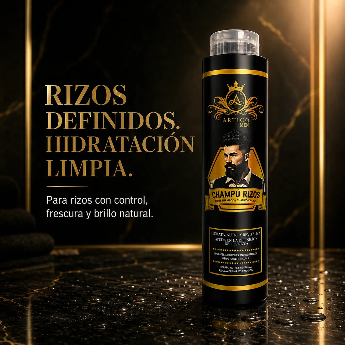Ártico Men® – Champú Rizos con Queratina para Cabello Rizado y Ondulado 400ml