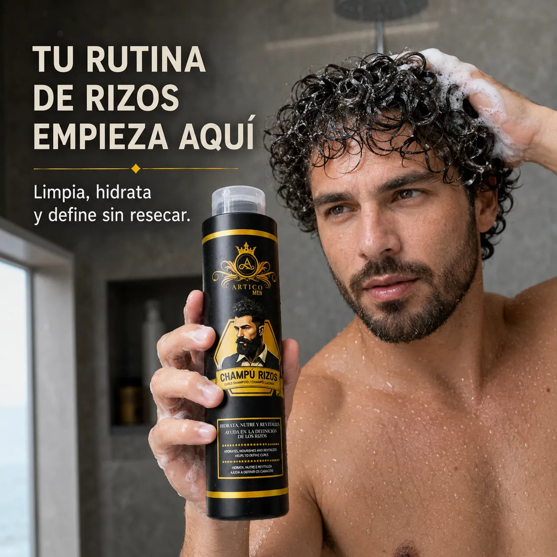 Ártico Men® – Champú Rizos con Queratina para Cabello Rizado y Ondulado 400ml