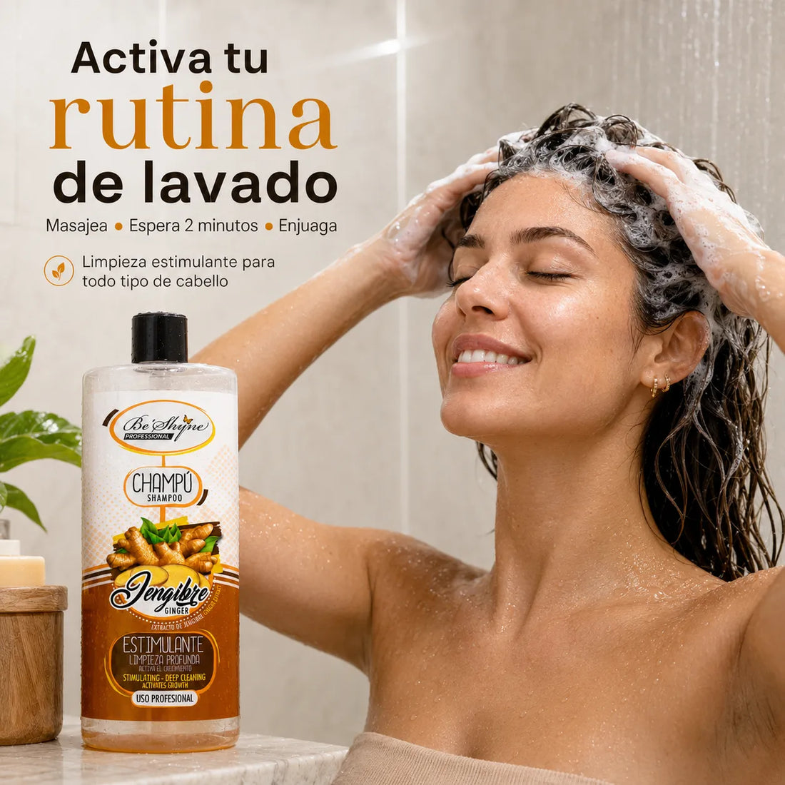 Be´Shyne – Champú para el Crecimiento del Cabello con Jengibre 1000ml