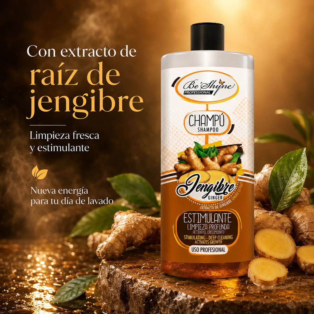 Be´Shyne – Champú para el Crecimiento del Cabello con Jengibre 1000ml