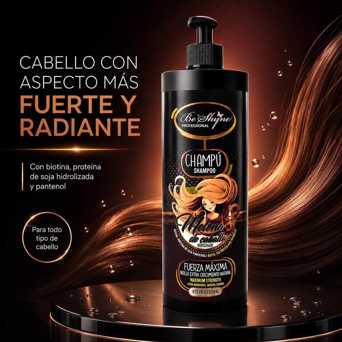Be´Shyne® – Champú Melenas Fortalecedor con Biotina para Todo Tipo de Cabello 1000ml