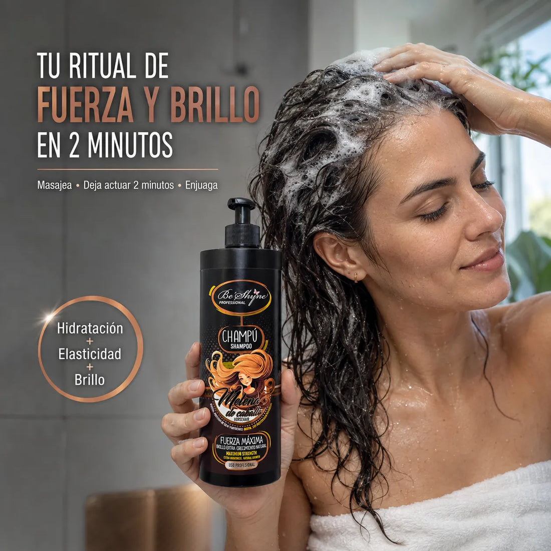 Be´Shyne® – Champú Melenas Fortalecedor con Biotina para Todo Tipo de Cabello 1000ml