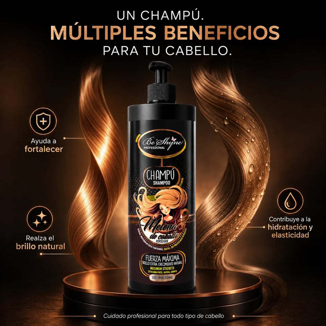 Be´Shyne® – Champú Melenas Fortalecedor con Biotina para Todo Tipo de Cabello 1000ml