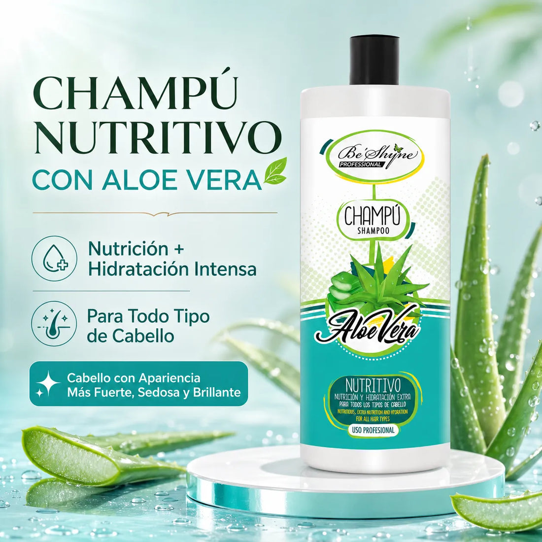 Be´Shyne – Champú Nutritivo de Aloe Vera para Todo Tipo de Cabello 1000ml