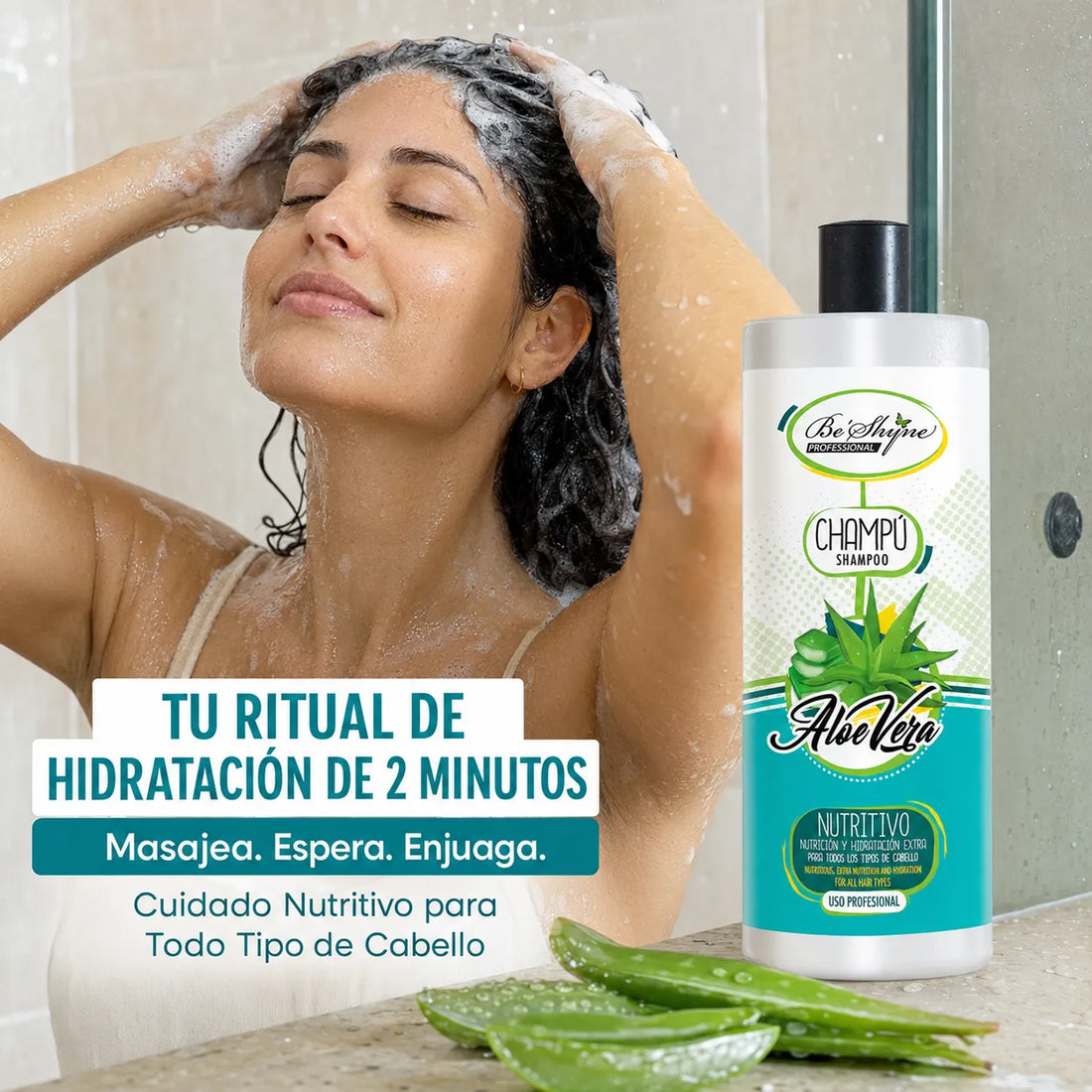 Be´Shyne – Champú Nutritivo de Aloe Vera para Todo Tipo de Cabello 1000ml