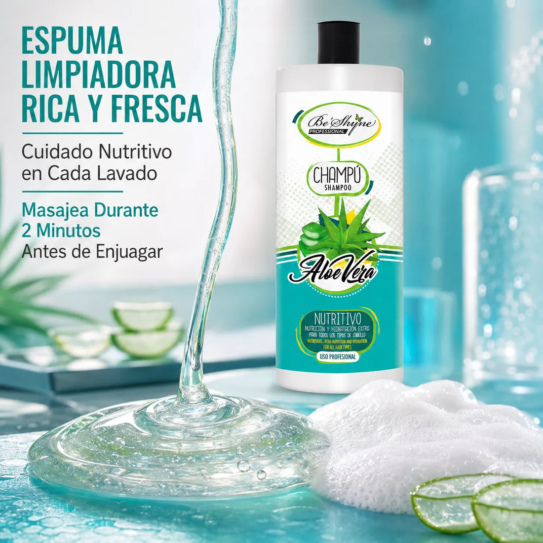 Be´Shyne – Champú Nutritivo de Aloe Vera para Todo Tipo de Cabello 1000ml