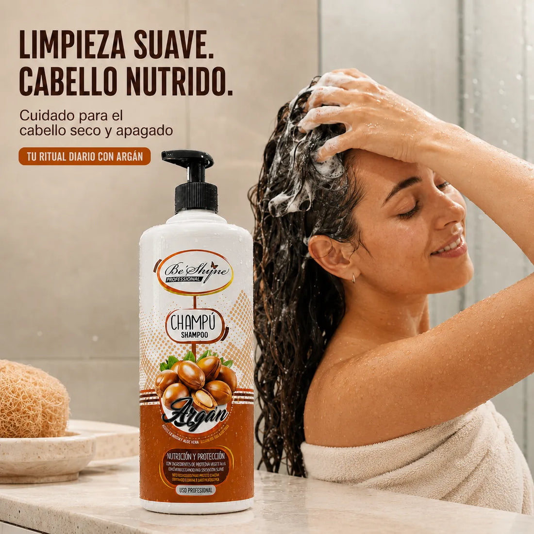 Be'Shyne – Champú para Cabello Seco Nutritivo y Protector con Argán 1000 ml