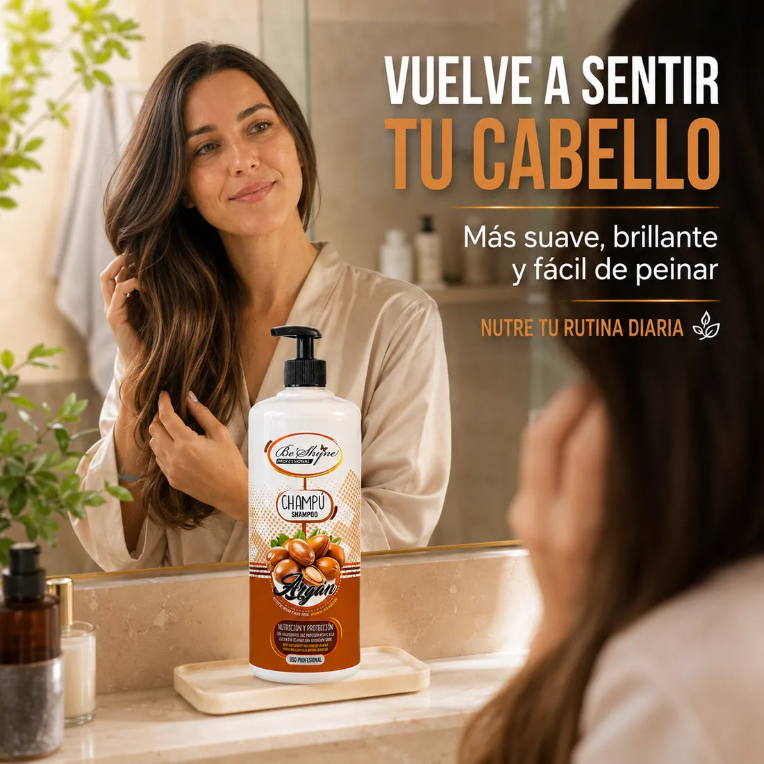 Be'Shyne – Champú para Cabello Seco Nutritivo y Protector con Argán 1000 ml