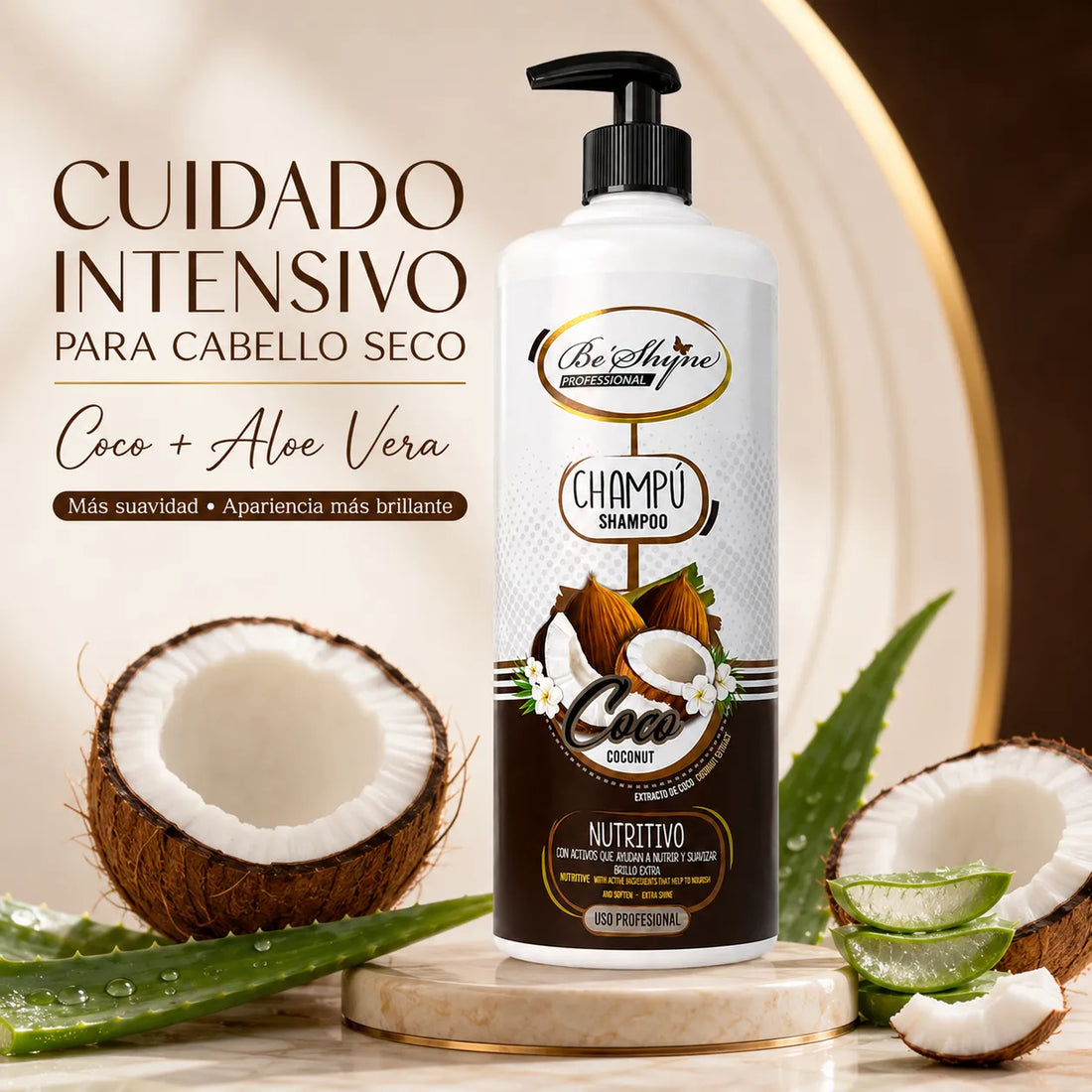 Be'Shyne – Champú para Cabello Seco Nutritivo con Coco 1000 ml