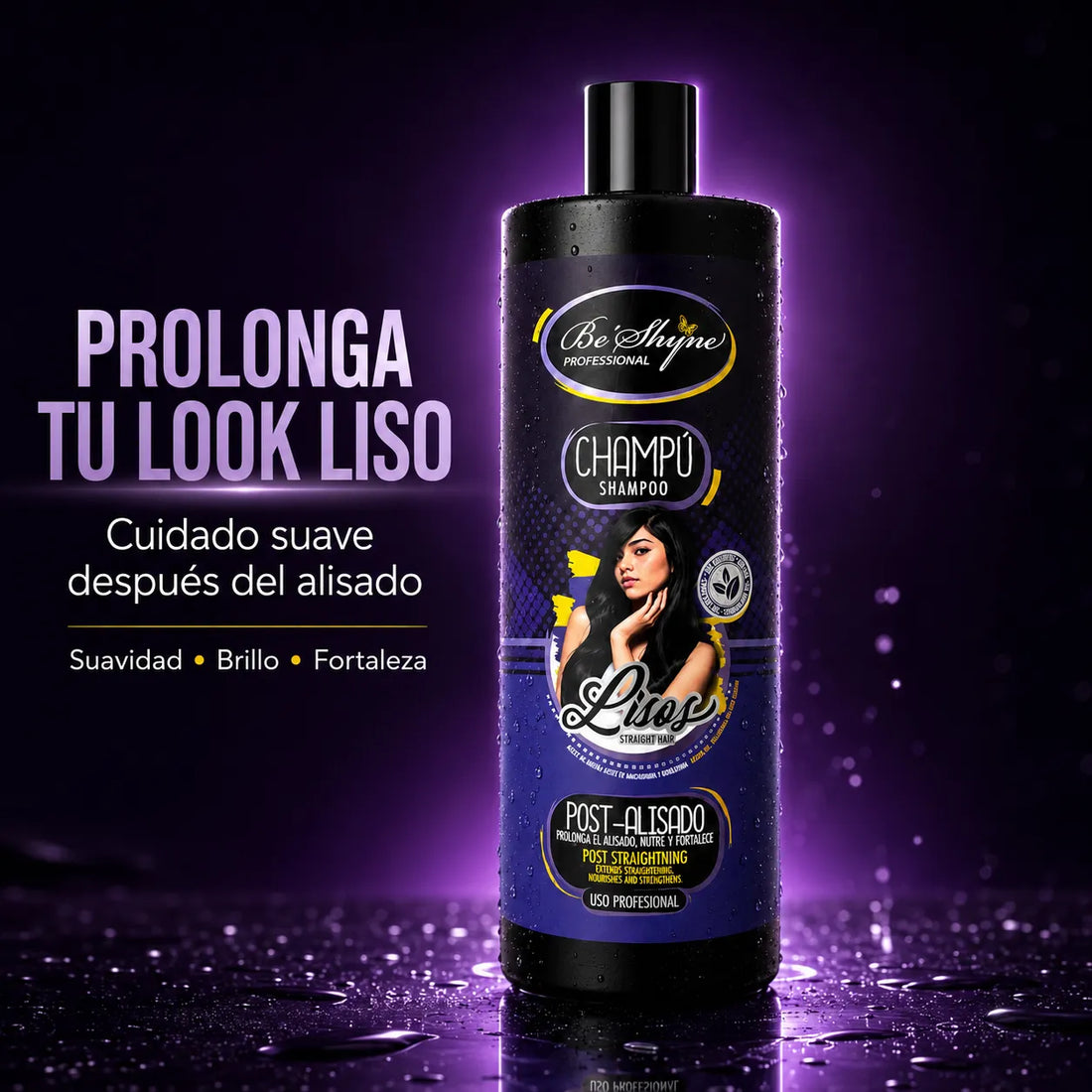 Be'Shyne – Champú Post-Alisado para Conservar el Efecto Liso 1000ml