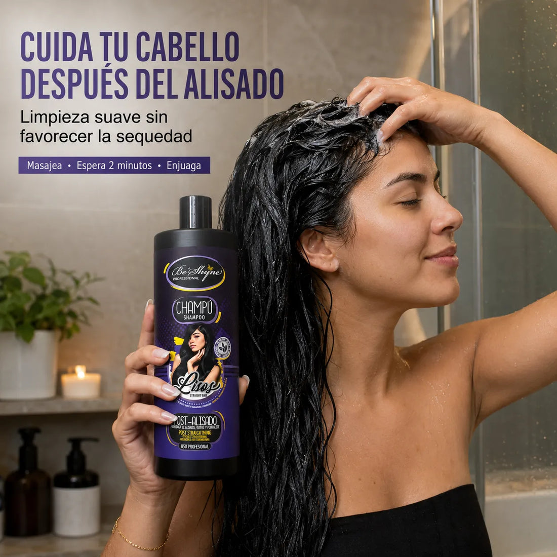 Be'Shyne – Champú Post-Alisado para Conservar el Efecto Liso 1000ml