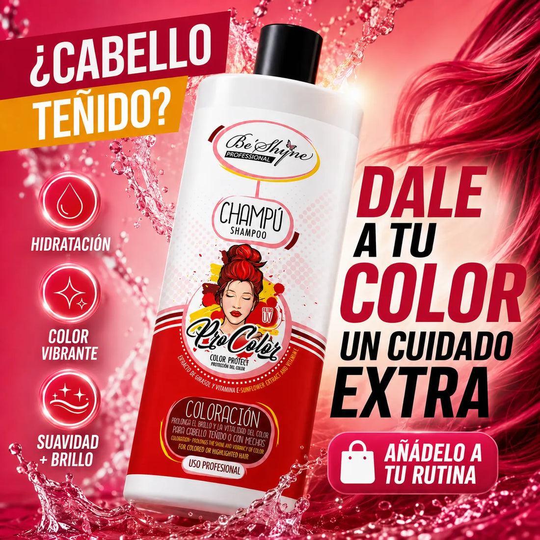 Be´Shyne® – Champú para Cabello Teñido Protector del Color 1000 ml