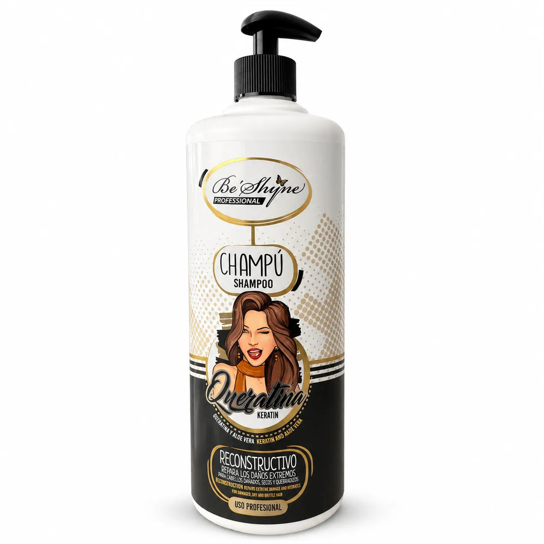 Be'Shyne – Champú reconstructivo para cabello dañado con queratina 1000 ml