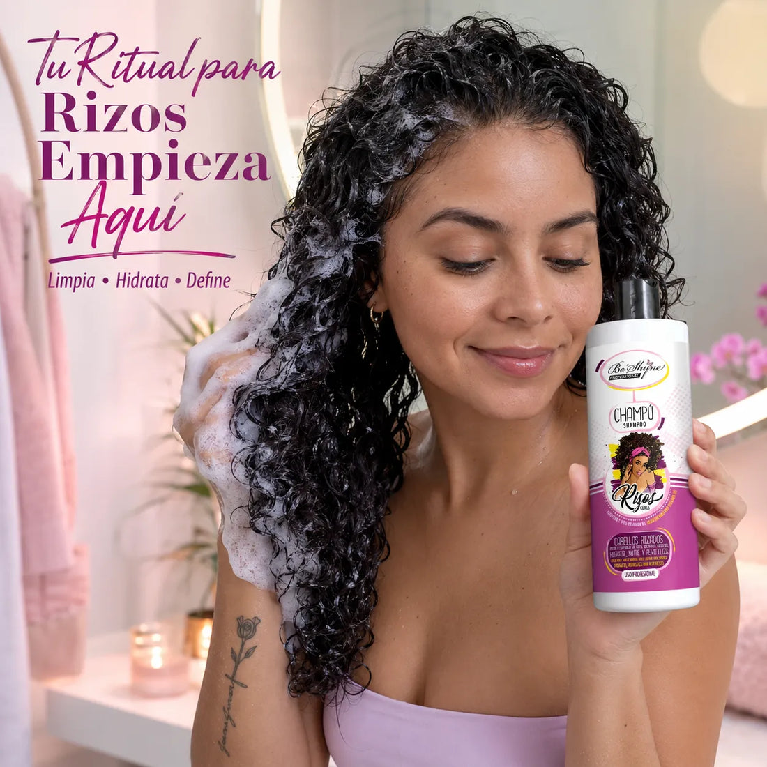 Be’Shyne – Champú para Rizos con Queratina y Pro Vitamina B5 para Cabello Rizado