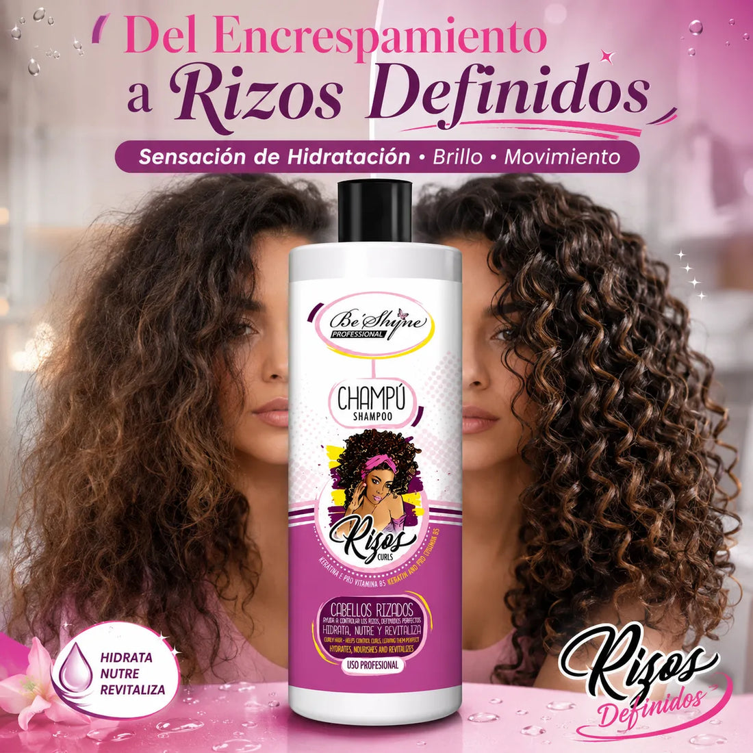 Be’Shyne – Champú para Rizos con Queratina y Pro Vitamina B5 para Cabello Rizado