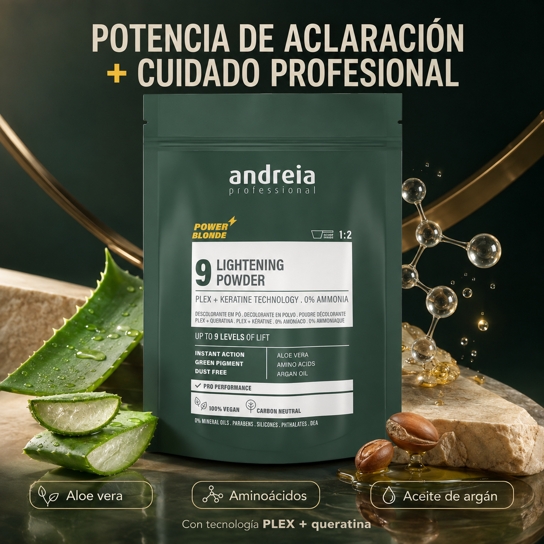 Andreia Professional – Polvo Decolorante para Cabello hasta 9 Tonos 500 g