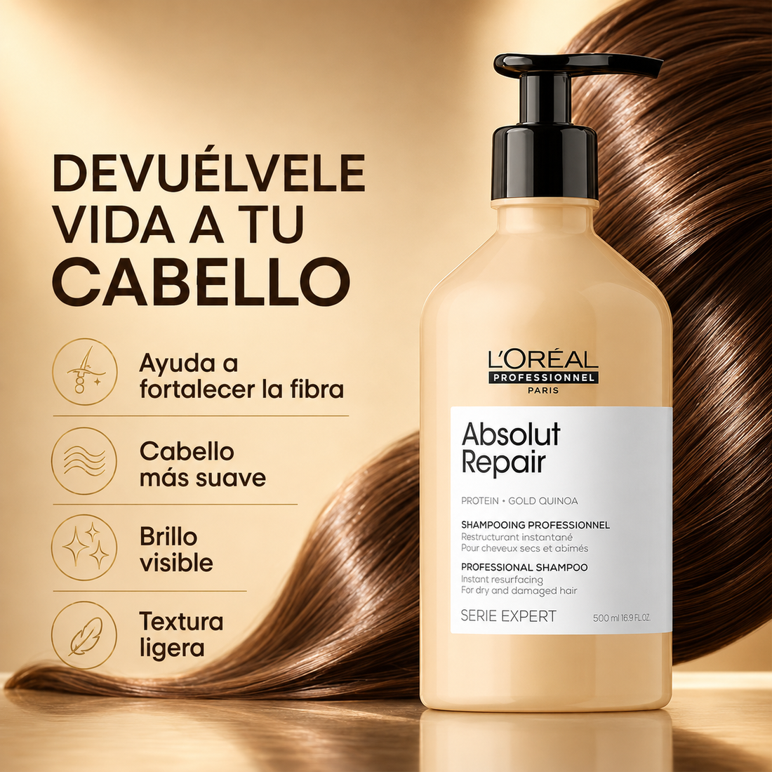 L'Oréal Professionnel – Champú Reparador para Cabello Dañado Absolut Repair 500/1500 ml