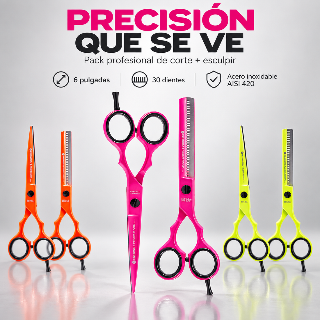 Bifull – Pack Tijeras de Peluquería Corte y Esculpir 6"