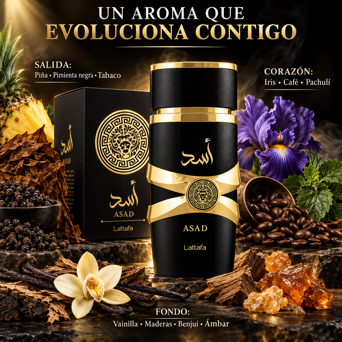 Lattafa – Perfume para Hombre Oriental Amaderado Asad 100 ml