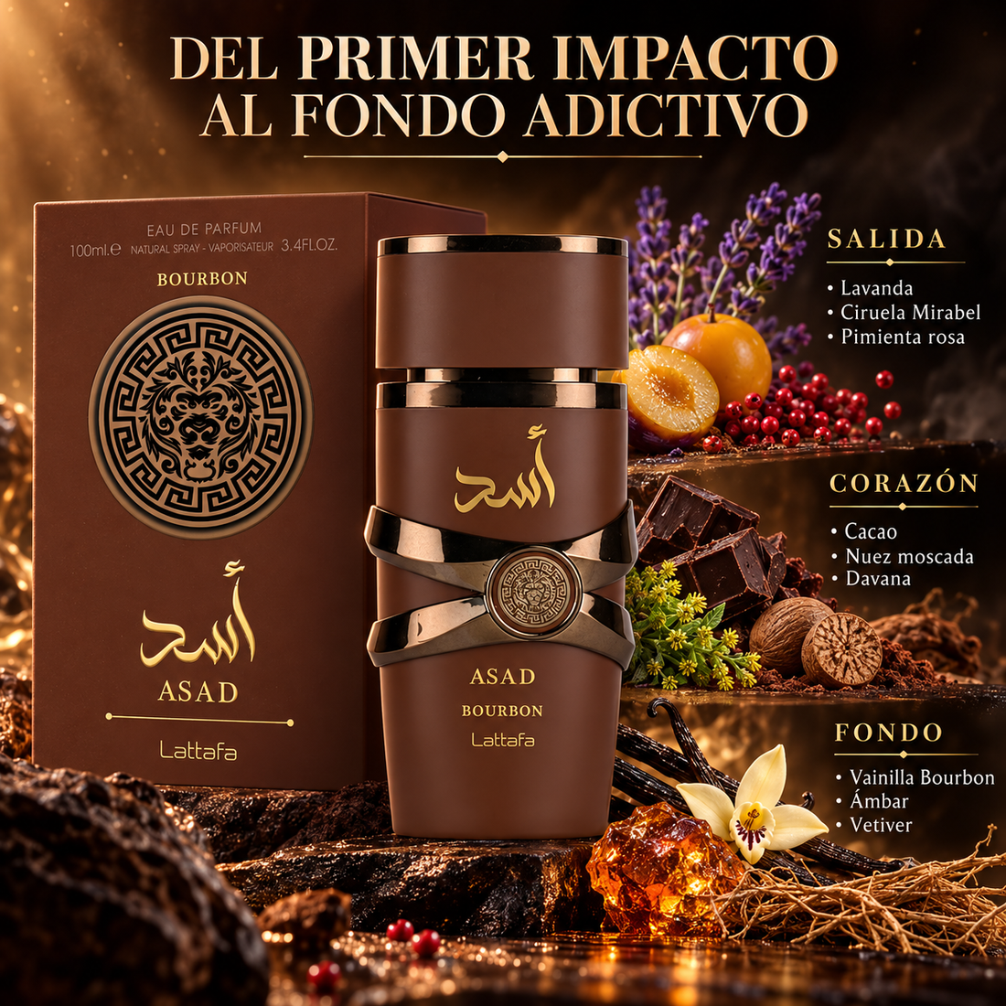 Lattafa – Perfume Oriental para Hombre Asad Bourbon 100 ml