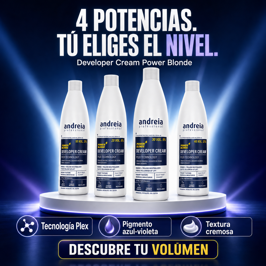 Andreia Professional – Crema Reveladora Power Blonde para Coloración y Decoloración 200/1000 ml