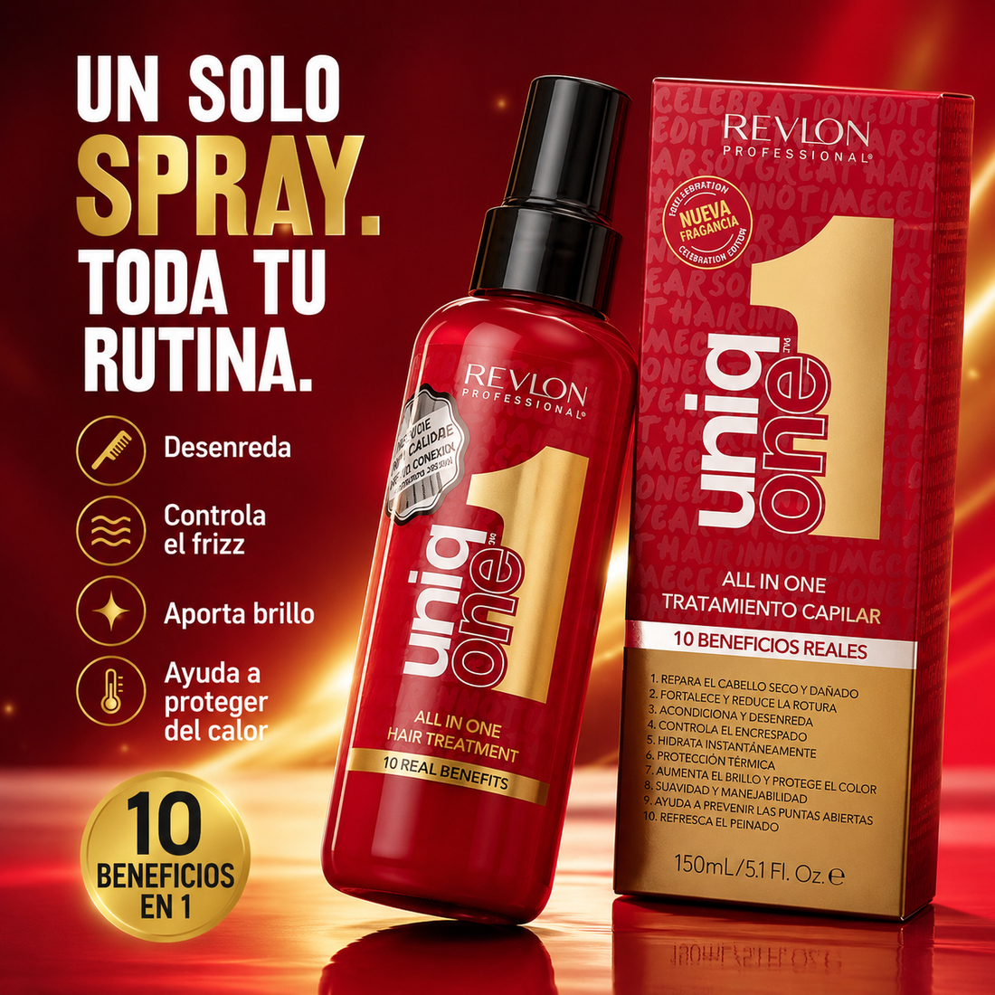 Revlon Professional UniqOne 10-in-1, Hair Thermal Protector, Hair Conditioner, Leave-in Hydrating Hair Treatment Spray