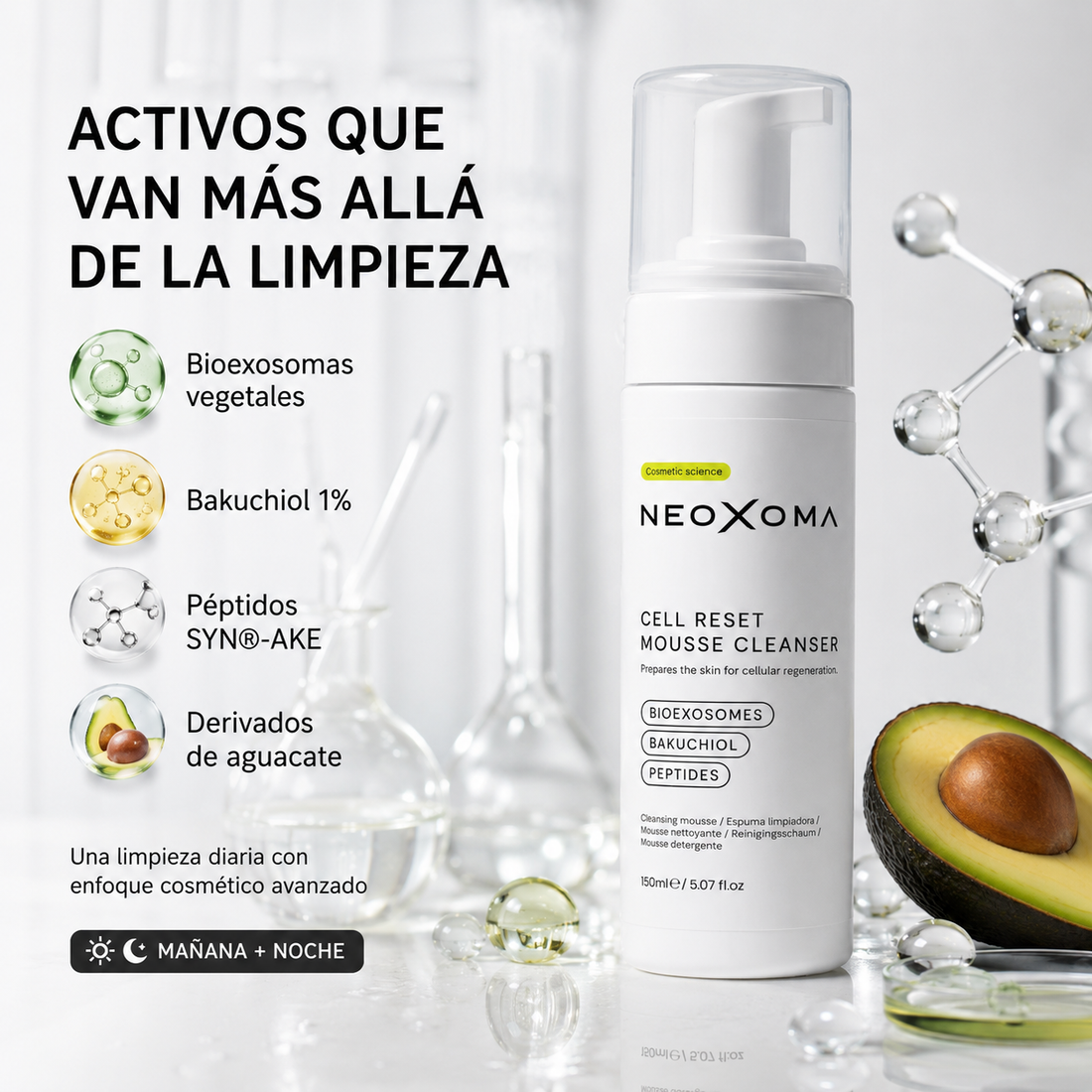 NEOXOMA, Cell Reset Foaming Cleanser, Facial Cleanser Foaming cleanser Mousse cleanser NEOXOMA Cell Reset Facial care Skincare Deep facial cleansing Foaming makeup remover Facial cosmetics