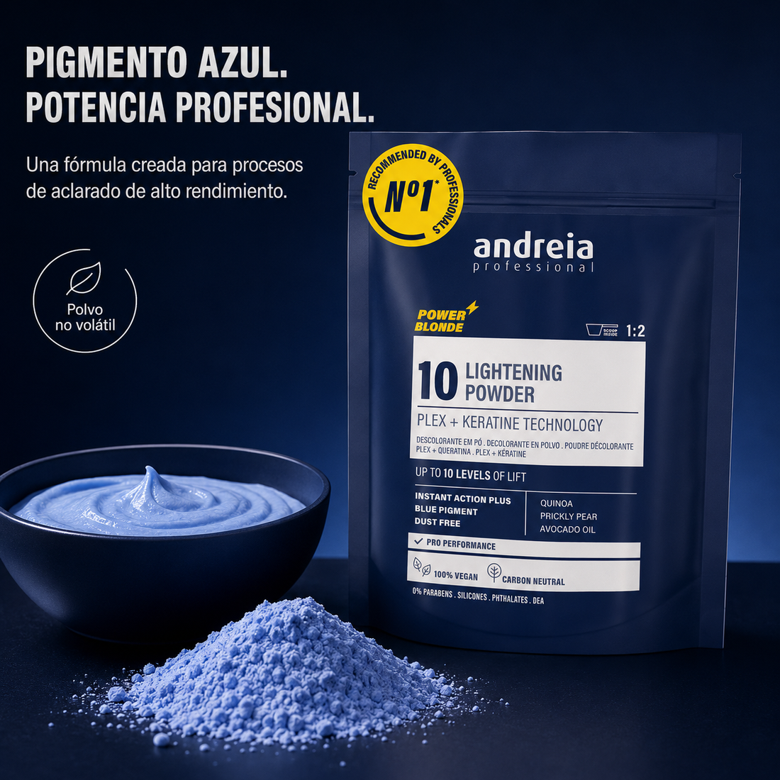 Andreia Professional – Polvo Decolorante Azul hasta 10 Tonos 500 g / 30 g
