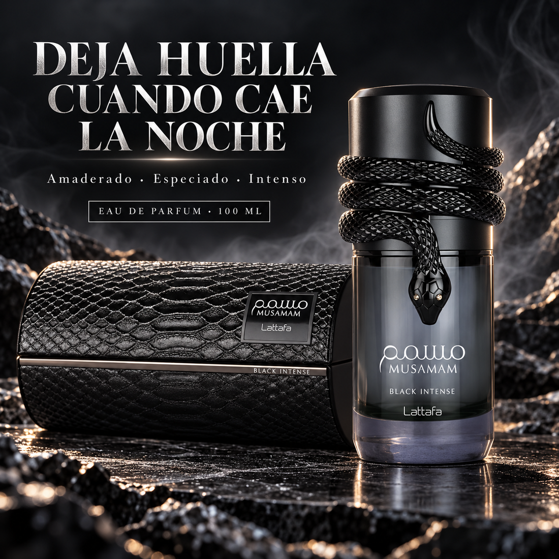 Lattafa – Musamam Black Intense, perfume amaderado para hombre 100 ml
