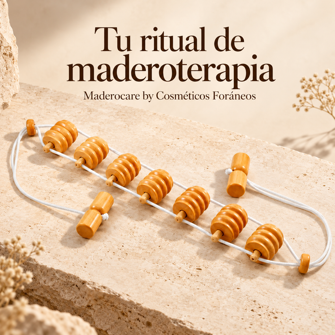 Maderocare by Cosméticos Foráneos – Cinturón de maderoterapia para masaje corporal 1 m