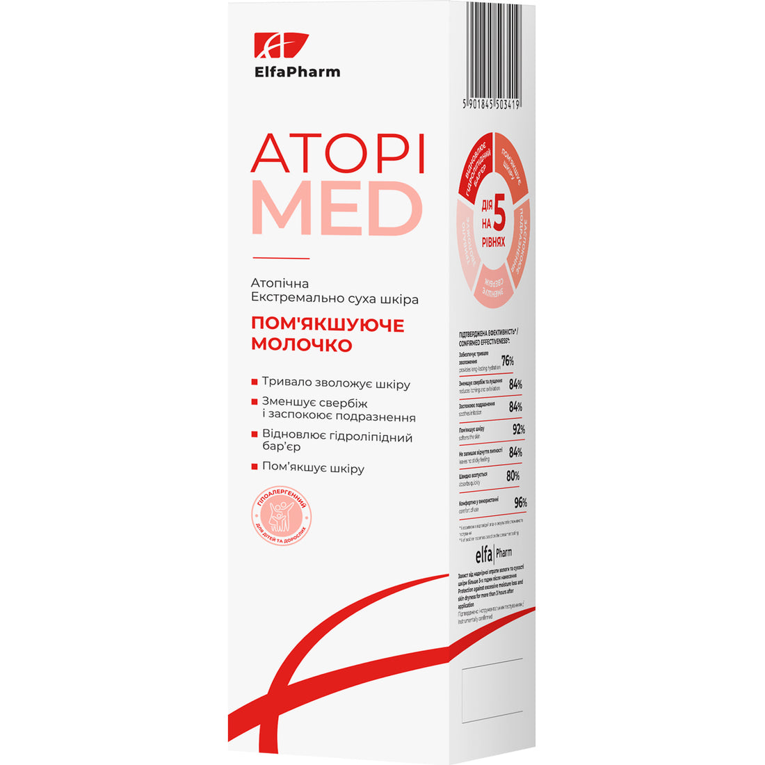 ELFA PHARM Atopi Med leche emoliente para el cuidado de la piel atópica y extremadamente seca de bebés, niños y adultos 400 ml