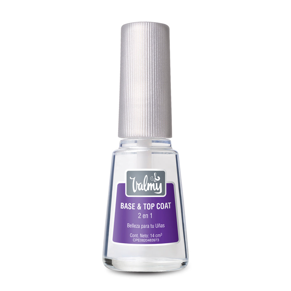 Valmy Base y Top, 2 en 1, Protección y durabilidad para el esmalte con secado rápido. 14 ml.