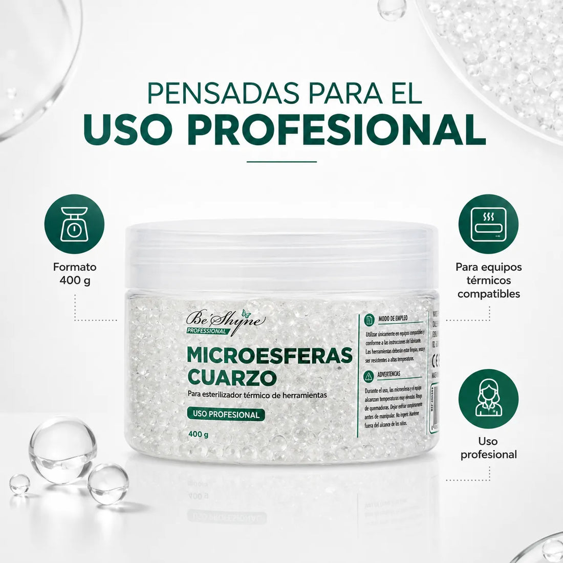 Be Shyne Professional – Microesferas para Esterilizador Térmico 400 g 2Unidades