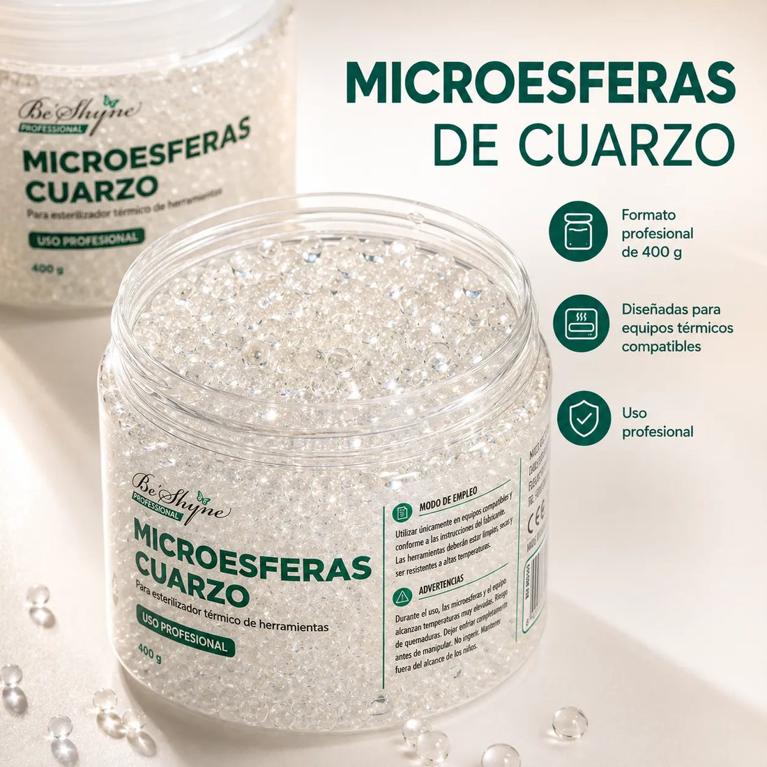 Be Shyne Professional – Microesferas para Esterilizador Térmico 400 g 2Unidades