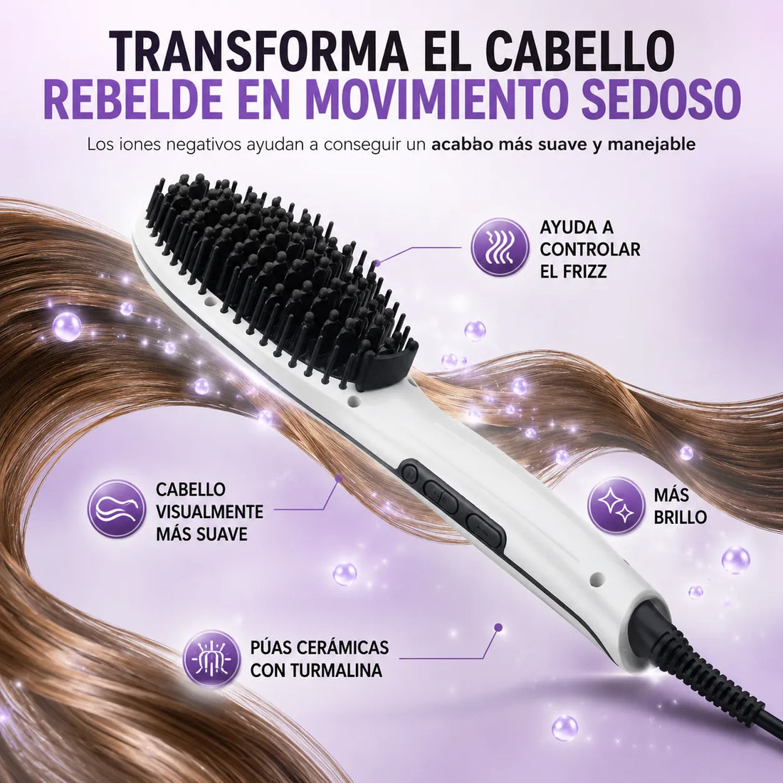Eurostil – Cepillo alisador eléctrico Easy Styler para cabello encrespado 1 unidad
